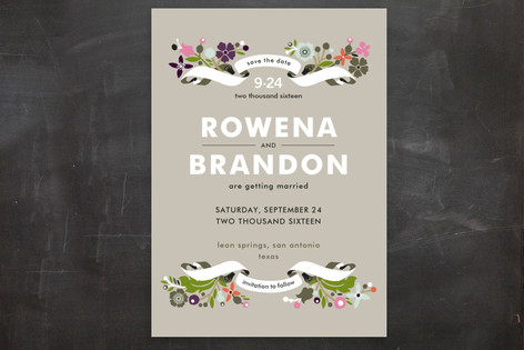 Banner and Branches Save the Date Postcards