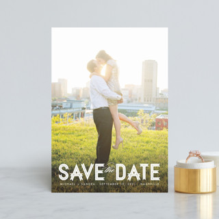 Modern Ribbon Save the Date Postcards