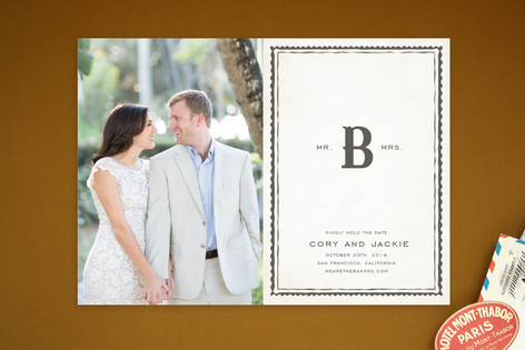 Mr + Mrs Monogram Save the Date Postcards