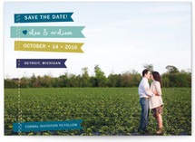 Stitched Flags Save the Date Postcards