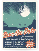 Retro Hawaii Save the Date Postcards