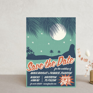 Retro Hawaii Save the Date Postcards