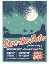 Retro Hawaii Save the Date Postcards