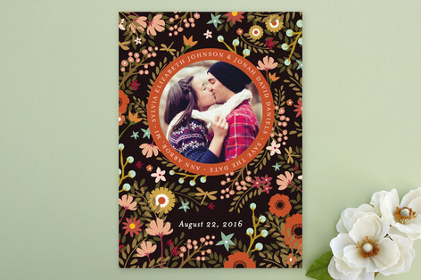 Retro Florals Save the Date Cards