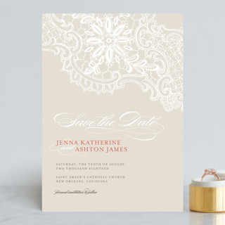 White Lace Save the Date Cards
