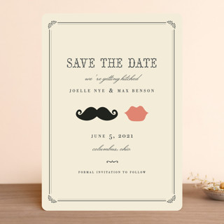 Stache + Kiss Save the Date Cards