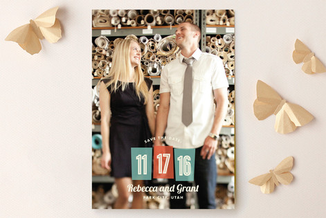 Retro Numbers Save the Date Cards