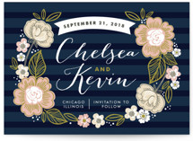 Striped Florals Save the Date Cards