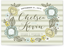 Striped Florals Save the Date Cards