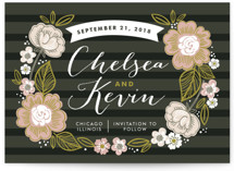 Striped Florals Save the Date Cards