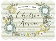 Striped Florals Save the Date Cards