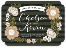 Striped Florals Save the Date Cards