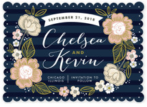 Striped Florals Save the Date Cards