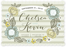 Striped Florals Save the Date Cards