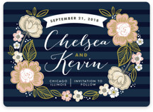Striped Florals Save the Date Cards