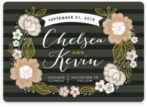 Striped Florals Save the Date Cards