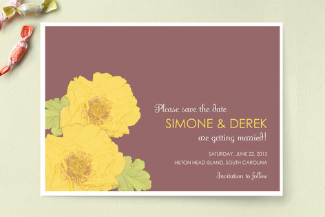 Yellow Peonies Save the Date Cards
