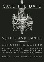 Chandelier Save the Date Cards, by Wiley Valentine