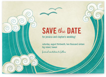 BLOCK PRINT WAVES Save the Date Cards