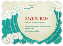BLOCK PRINT WAVES Save the Date Cards