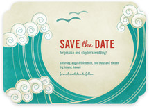 BLOCK PRINT WAVES Save the Date Cards