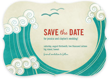 BLOCK PRINT WAVES Save the Date Cards