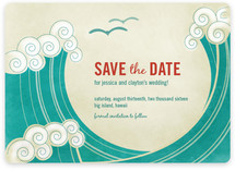 BLOCK PRINT WAVES Save the Date Cards