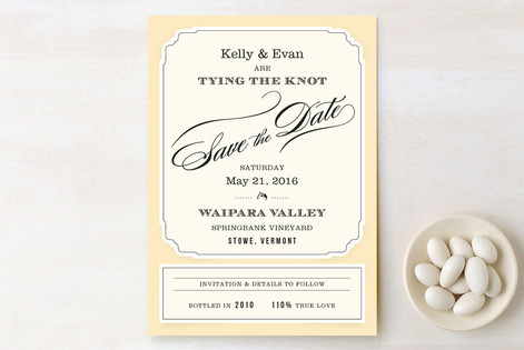 Posh Wine Label Save the Date Cards