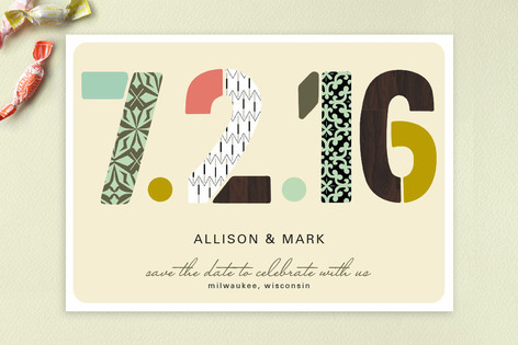 Pattern Numbers Save the Date Cards