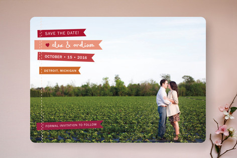 Stitched Flags Save the Date Cards