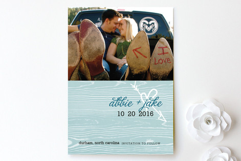 Woodgrain Love Save the Date Cards