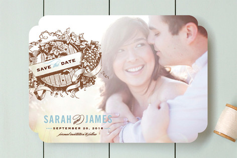 Vintage Wine Barrel Save the Date Cards