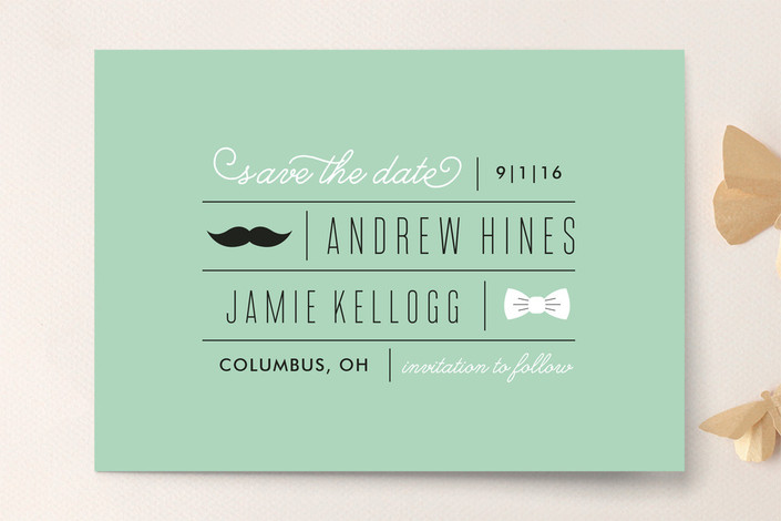 Married Mustache Save the Date Cards