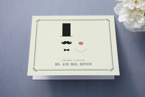 Stache + Kiss Thank You Cards
