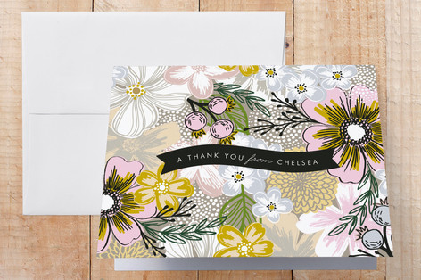 Flower Sketch Thank You Cards