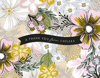 Flower Sketch Thank You Cards