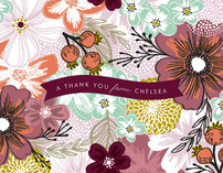 Flower Sketch Thank You Cards