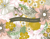 Flower Sketch Thank You Cards