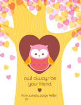owl be my friend Valentine's Day Cards, by Gakemi Art+Design