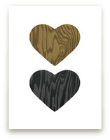 Wood Grain Hearts Art Prints