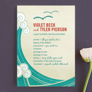 BLOCK PRINT WAVES Wedding Programs