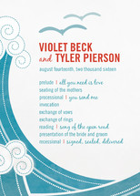 BLOCK PRINT WAVES Wedding Programs