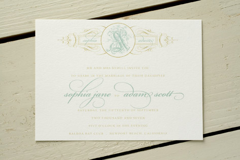 Adam Scott Wedding Invitations