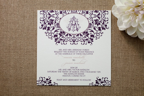 Old World Opulence Wedding Invitations Inspired by vintage wallpaper this