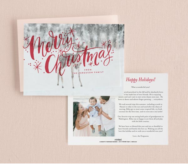 Minimalist Holiday Card Printable MB92 Vellum Photo Holiday Card