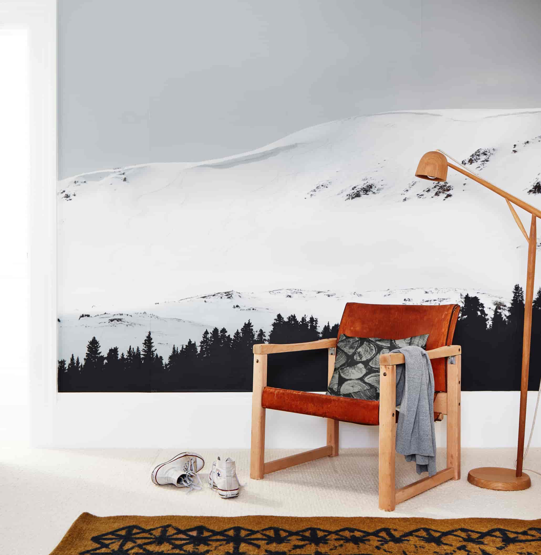 Mountain art print with chair