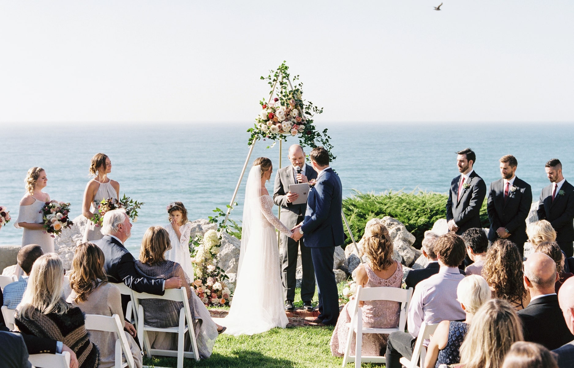 Bride and groom reciting vows