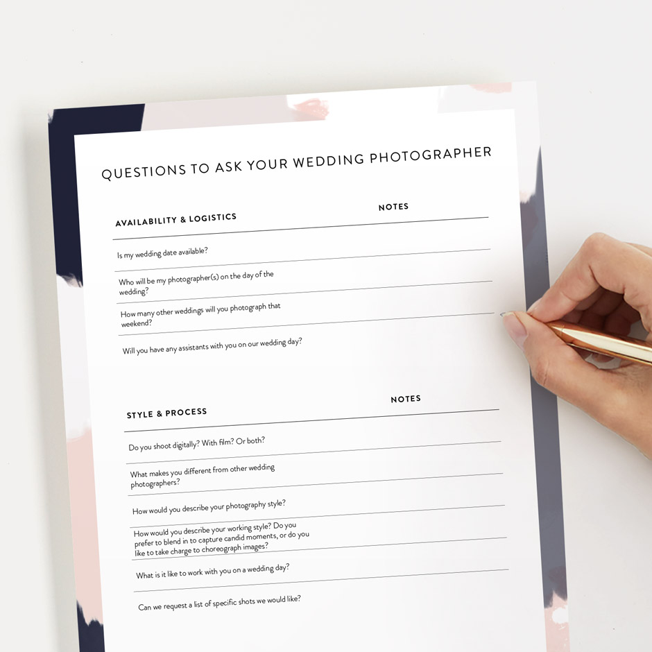 what to ask your wedding photographer checklist