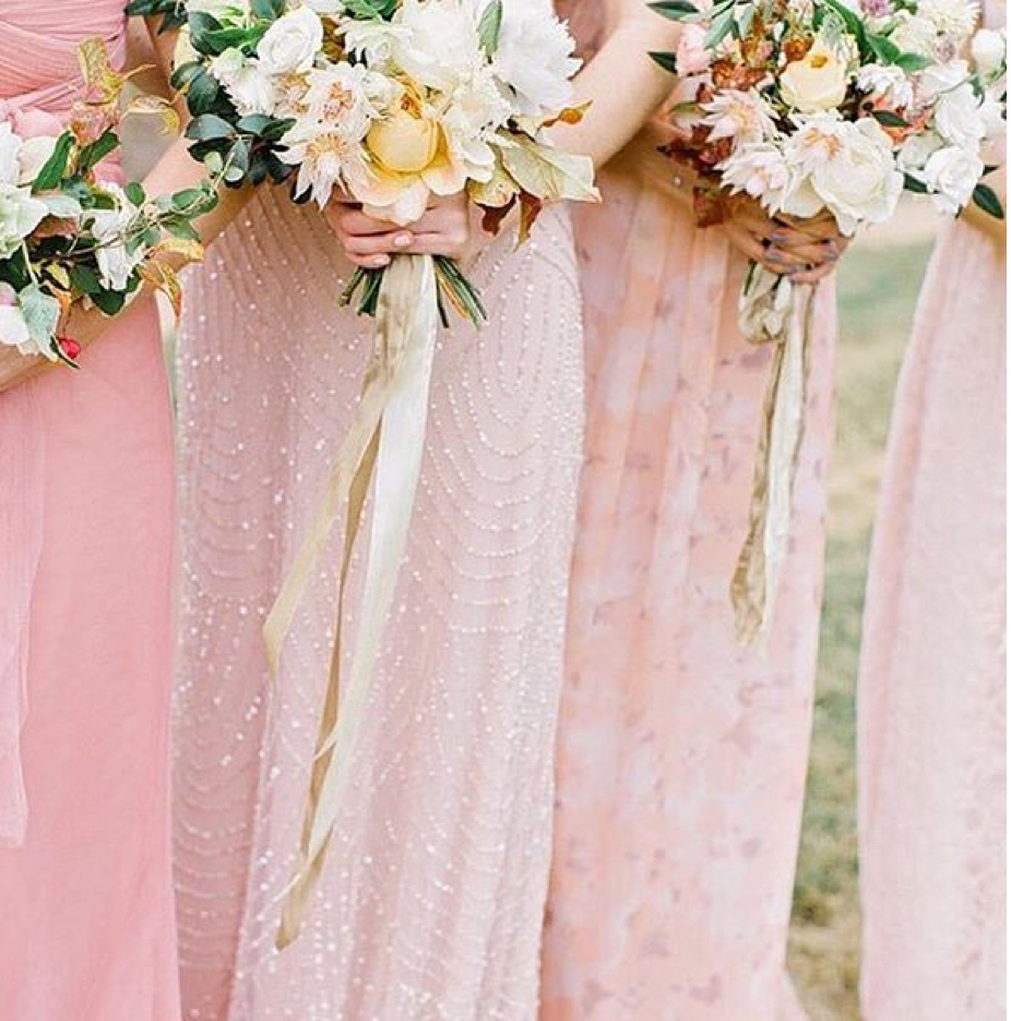 bridesmaids with flowers