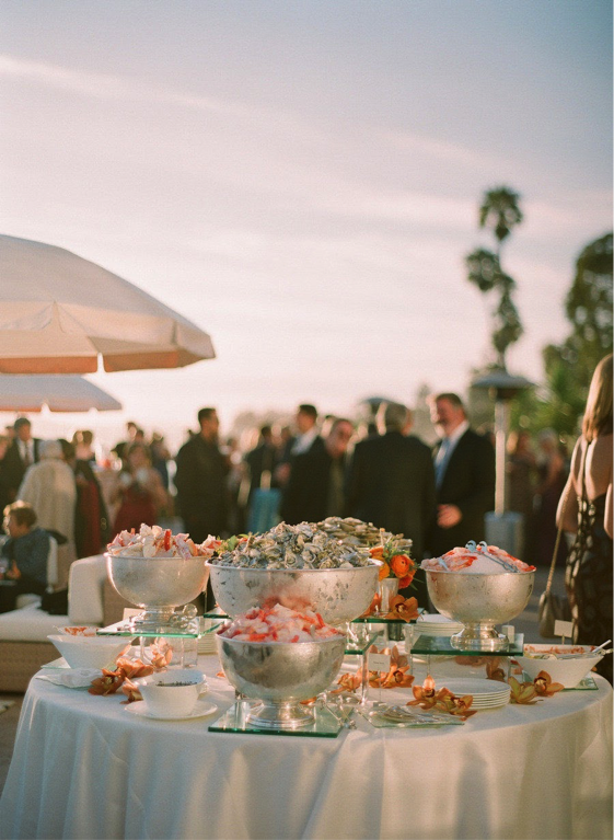 Beach wedding reception dinner